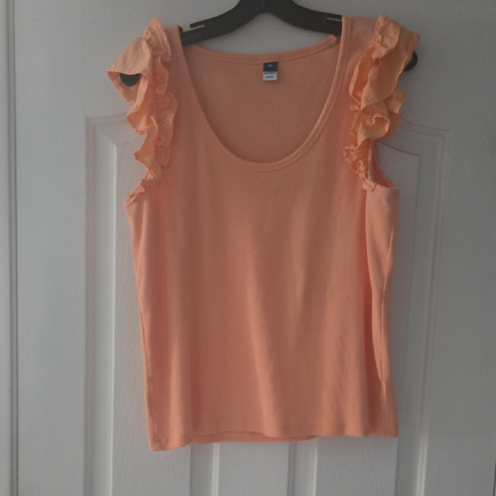 Old Navy Coral Ruffle Sleeve Tank Top